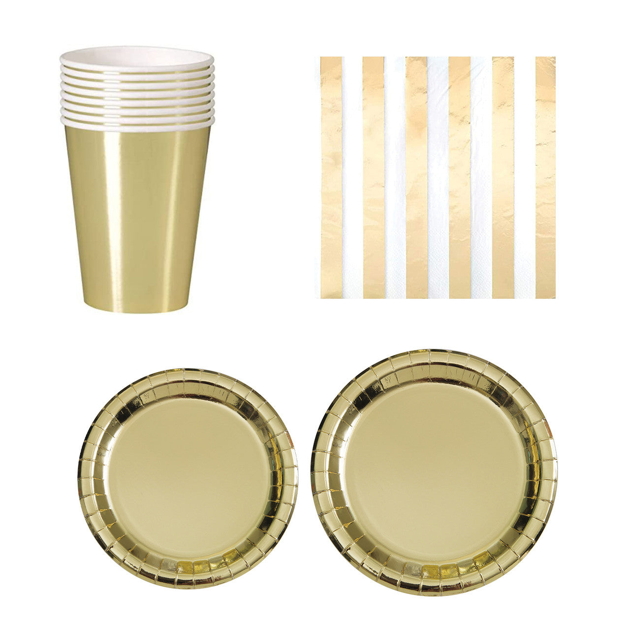 Round Plate Tableware Party Set (Pack of 40) - Gold Foil