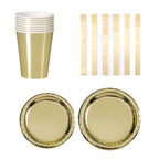 Round Plate Tableware Party Set (Pack of 40) - Gold Foil