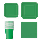 Square Plate Tableware Party Set (Pack of 64) - Emerald Green