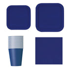 Square Plate Tableware Party Set (Pack of 64) - True Navy Blue
