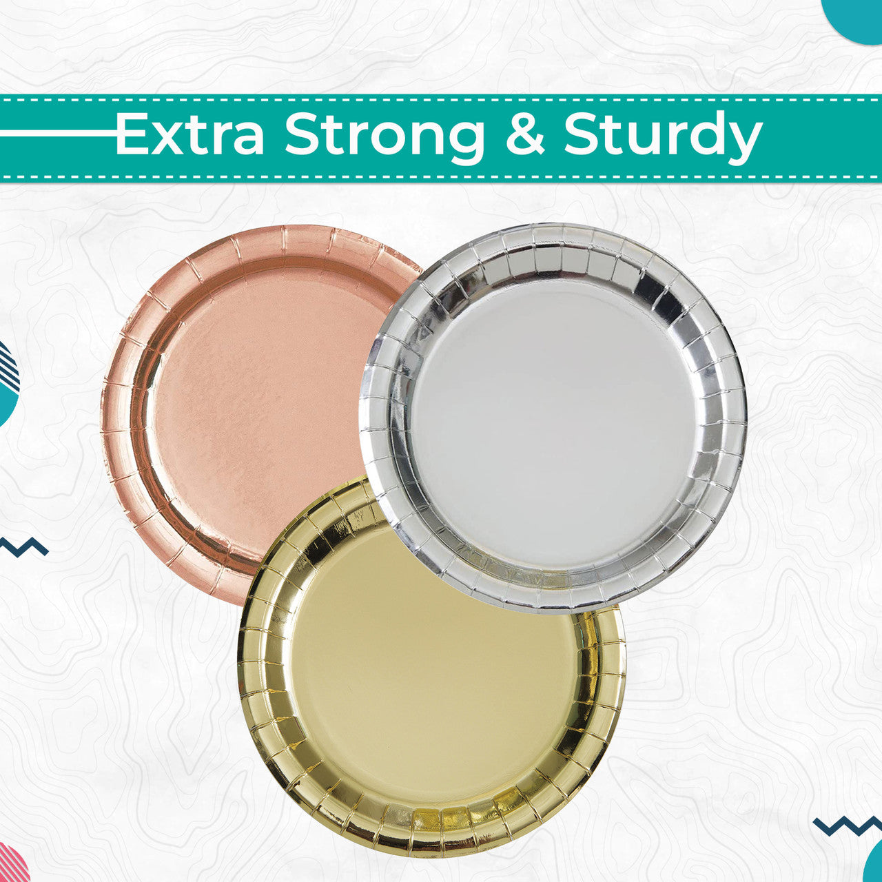 Round Plate Tableware Party Set (Pack of 40) - Rose Gold Foil