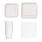 Square Plate Tableware Party Set (Pack of 64) - White