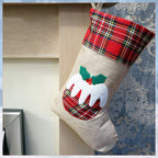 Hessian Burlap Christmas Stocking - Assorted 4 Designs