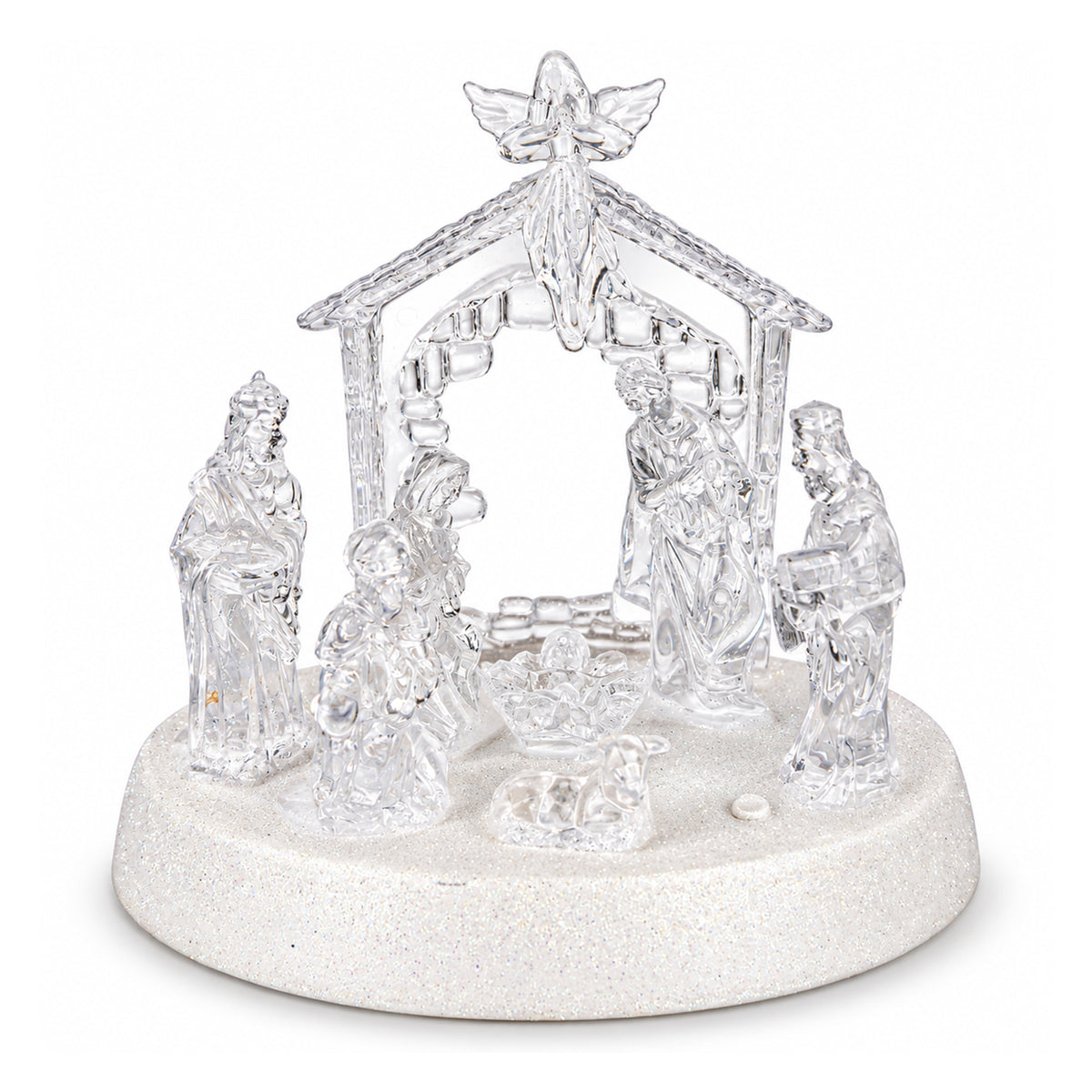 Acrylic Nativity Scene with LED Lights, Music & Auto-Changing Glow