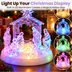 Acrylic Nativity Scene with LED Lights, Music & Auto-Changing Glow