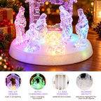 Acrylic Nativity Scene with LED Lights, Music & Auto-Changing Glow