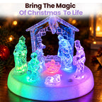 Acrylic Nativity Scene with LED Lights, Music & Auto-Changing Glow