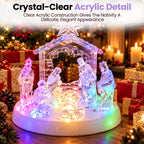 Acrylic Nativity Scene with LED Lights, Music & Auto-Changing Glow