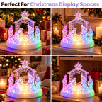 Acrylic Nativity Scene with LED Lights, Music & Auto-Changing Glow