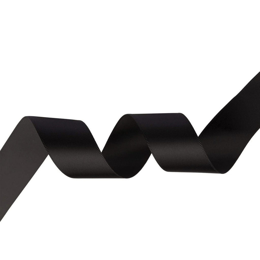 1m Double Sided Satin Ribbon - Black