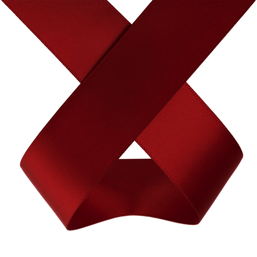 1m Double Sided Satin Ribbon-Burgundy