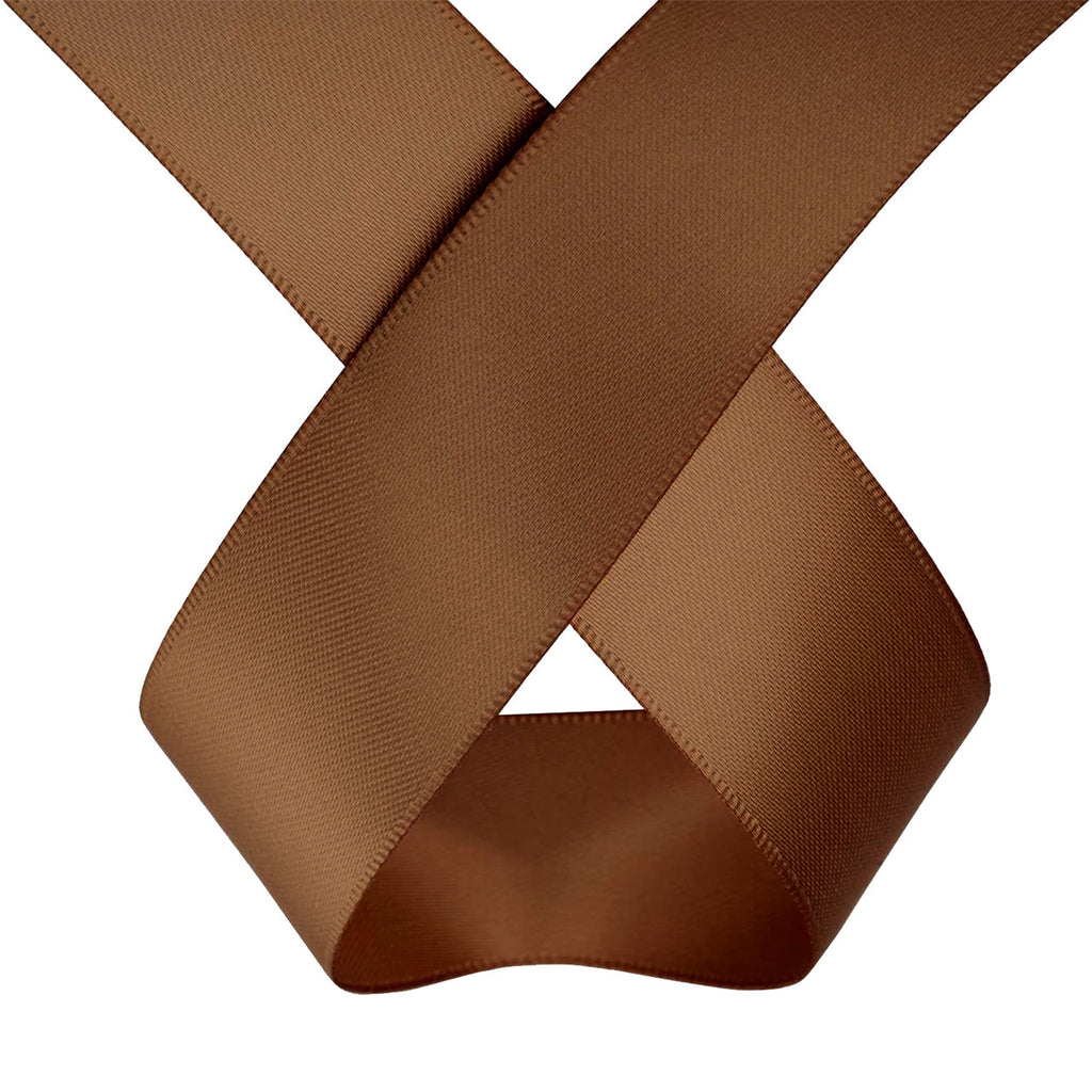 1m Double Sided Satin Ribbon - Brown