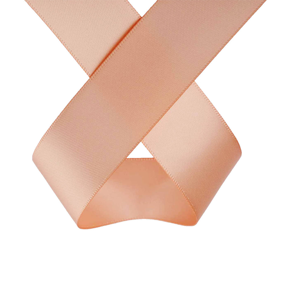 1m Double Sided Satin Ribbon - Peach