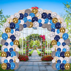 125pc Balloon Arch kit - Light Blue, Navy Blue, White, Grey, Metallic Gold with Gold & Silver Confetti Balloon Set