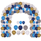 125pc Balloon Arch kit - Light Blue, Navy Blue, White, Grey, Metallic Gold with Gold & Silver Confetti Balloon Set