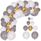 177pc Balloon Arch kit - Assorted Size Grey & White Balloon with Metallic Gold Balloon Set