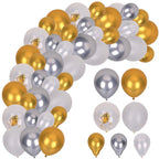 121pc Balloon Arch Kit - Metallic Silver, Champagne Gold, Plain White & Gold Confetti Balloon Set