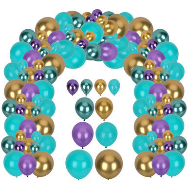 173pc Balloon Arch Kit - Purple, Tiffany Blue with Metallic Gold, Metallic Purple & Metallic Tiffany Blue Balloon Set