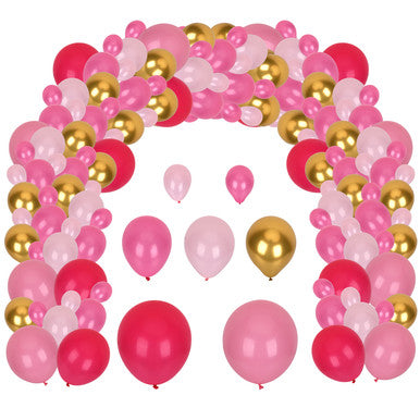 97pc Balloon Arch Kit - Metallic Gold, Hot Pink, Light Pink & Baby Pink Balloon Set