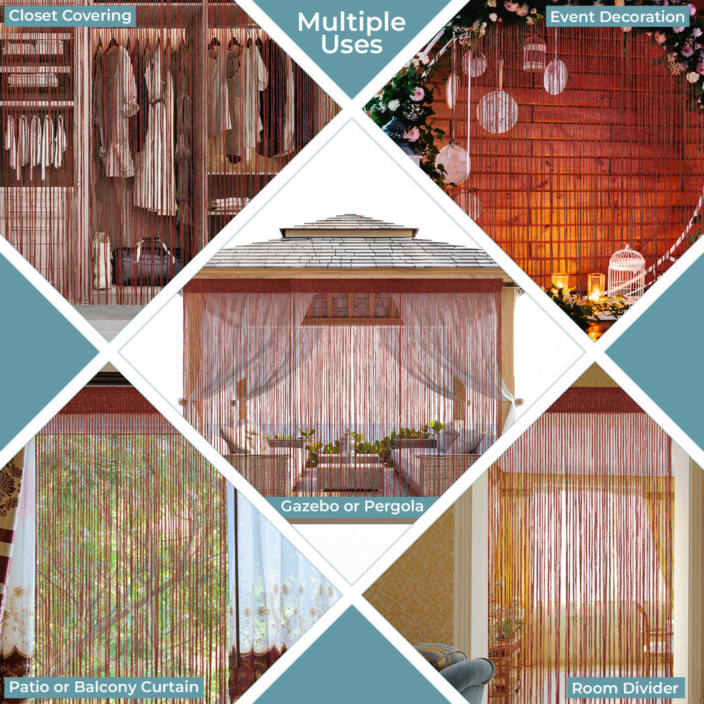 Shiny String Curtain Panel - Dark Burgundy