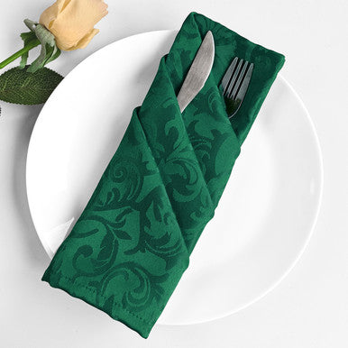 20" Green Damask Polyester Table Napkin - Green