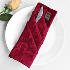 20" Green Damask Polyester Table Napkin - Red