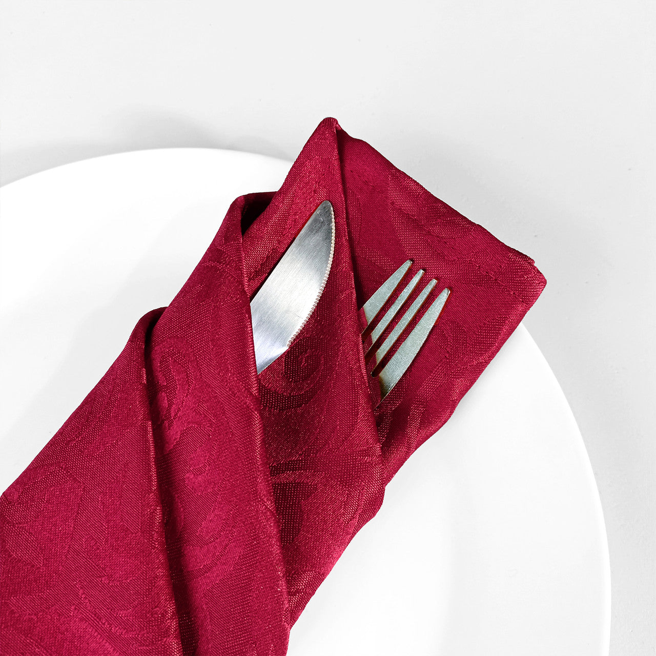 20" Green Damask Polyester Table Napkin - Red