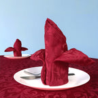 20" Green Damask Polyester Table Napkin - Red