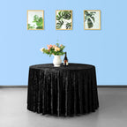 Round Crushed Velvet Tablecloth - Black
