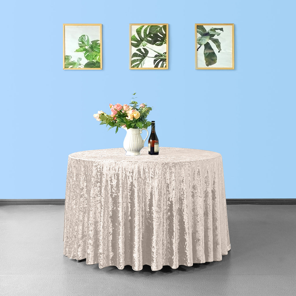 Round Crushed Velvet Tablecloth - Blush Pink