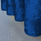 Round Crushed Velvet Tablecloth - Royal Blue