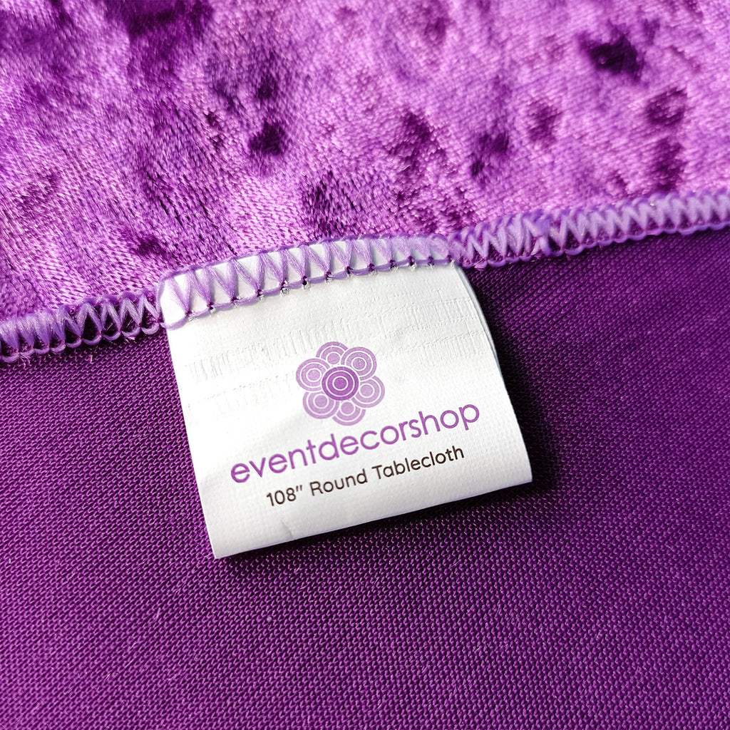 Round Crushed Velvet Tablecloth - Purple