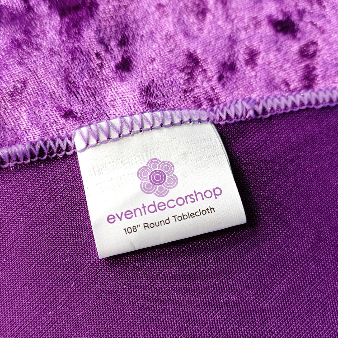 Round Crushed Velvet Tablecloth - Purple