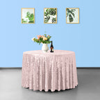Round Crushed Velvet Tablecloth - Rose Pink