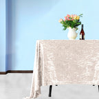 Square Crushed Velvet Tablecloth - Blush Pink