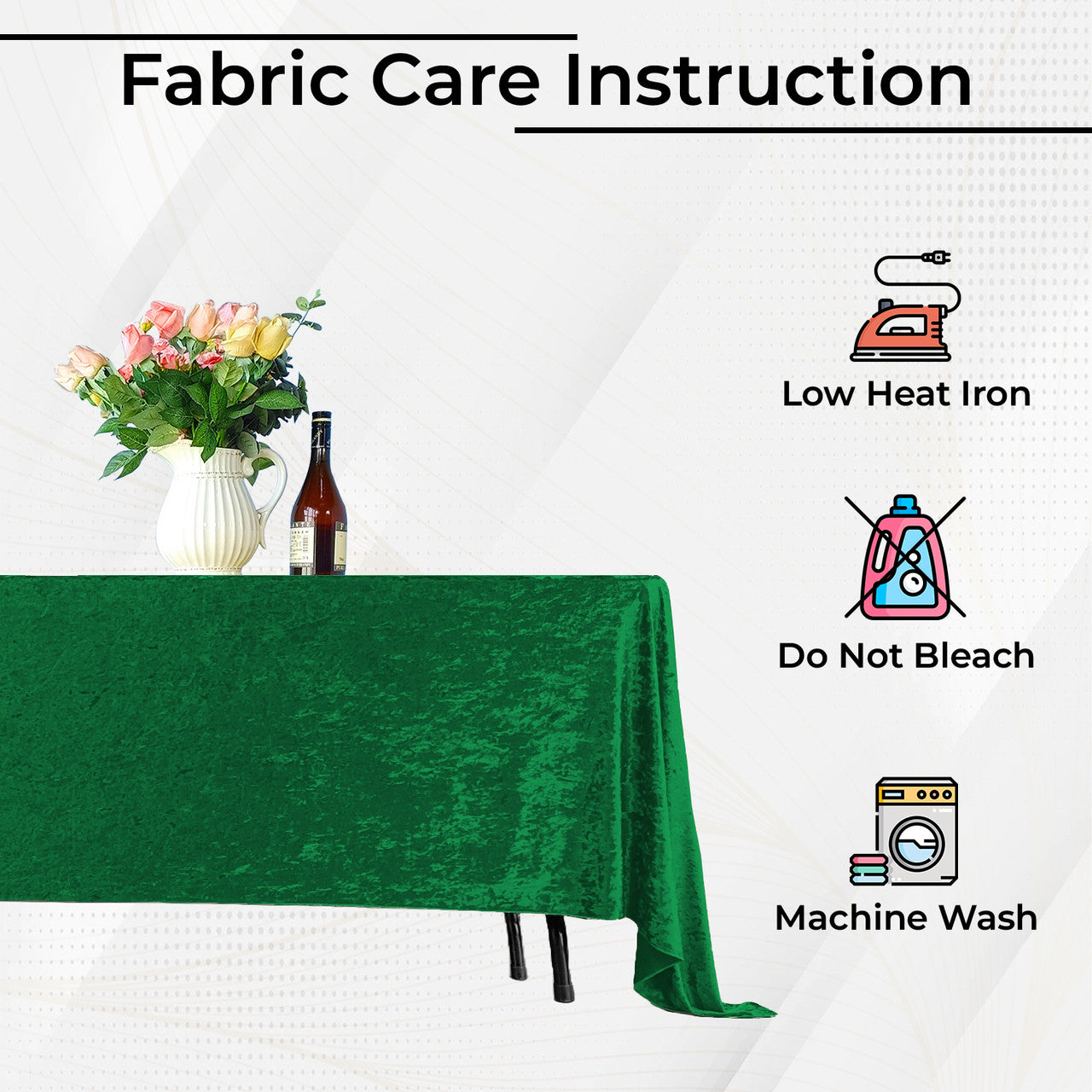 Square Crushed Velvet Tablecloth - Emerald Green