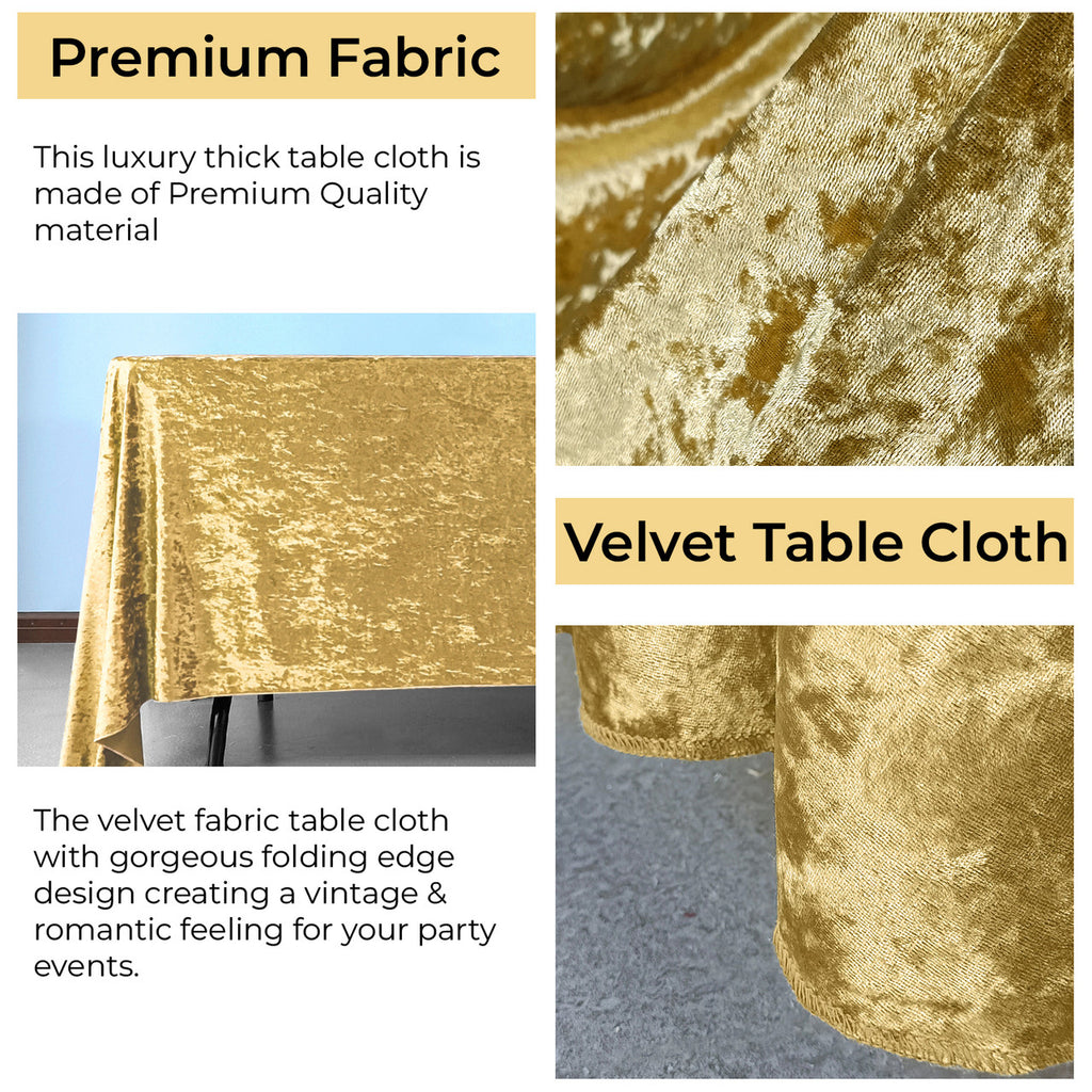 Square Crushed Velvet Tablecloth - Gold
