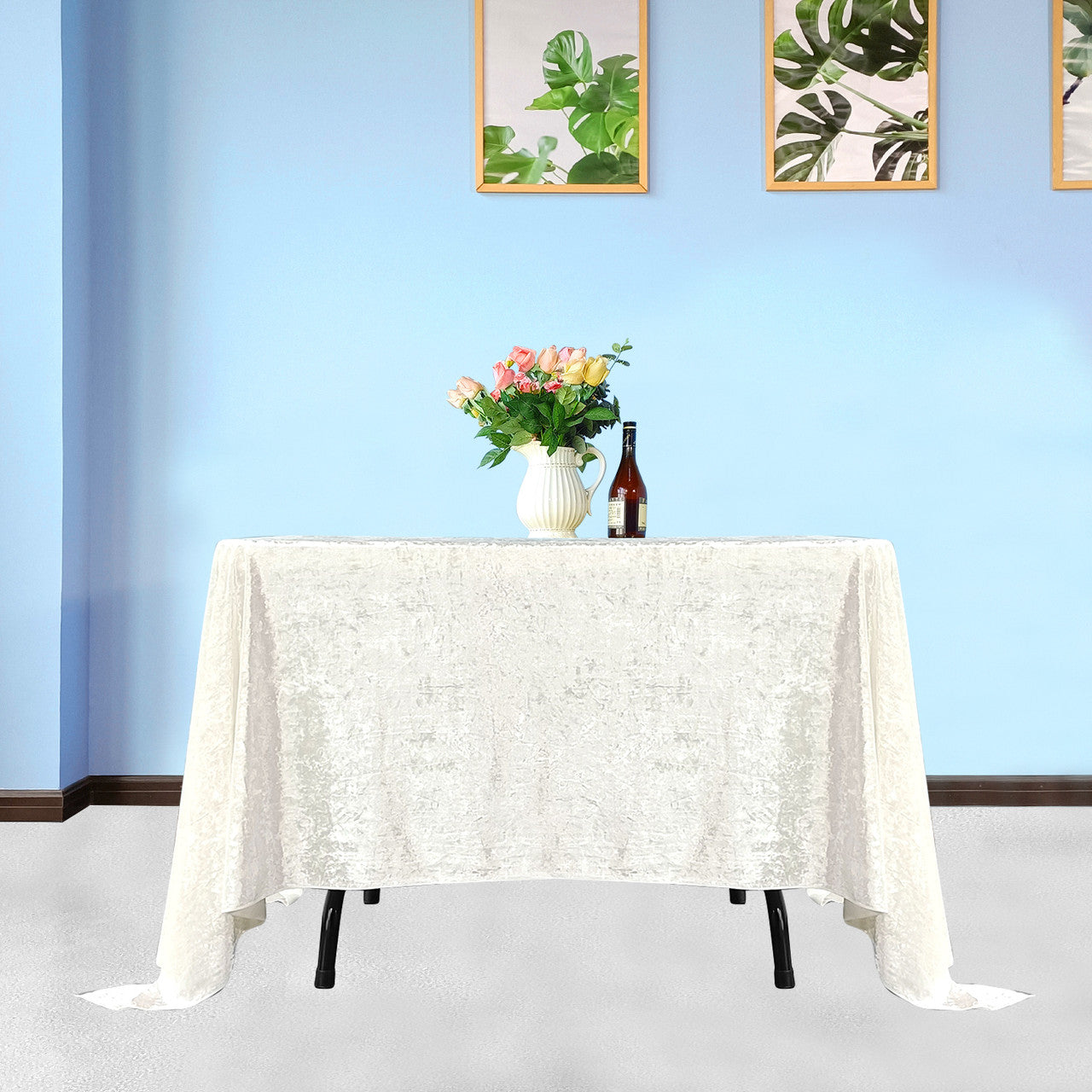 Square Crushed Velvet Tablecloth - Ivory