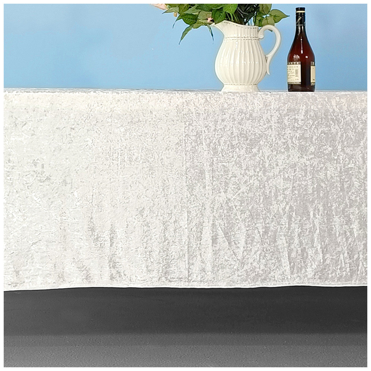 Square Crushed Velvet Tablecloth - Ivory