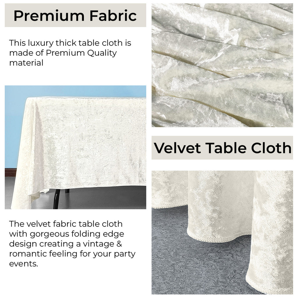 Square Crushed Velvet Tablecloth - Ivory