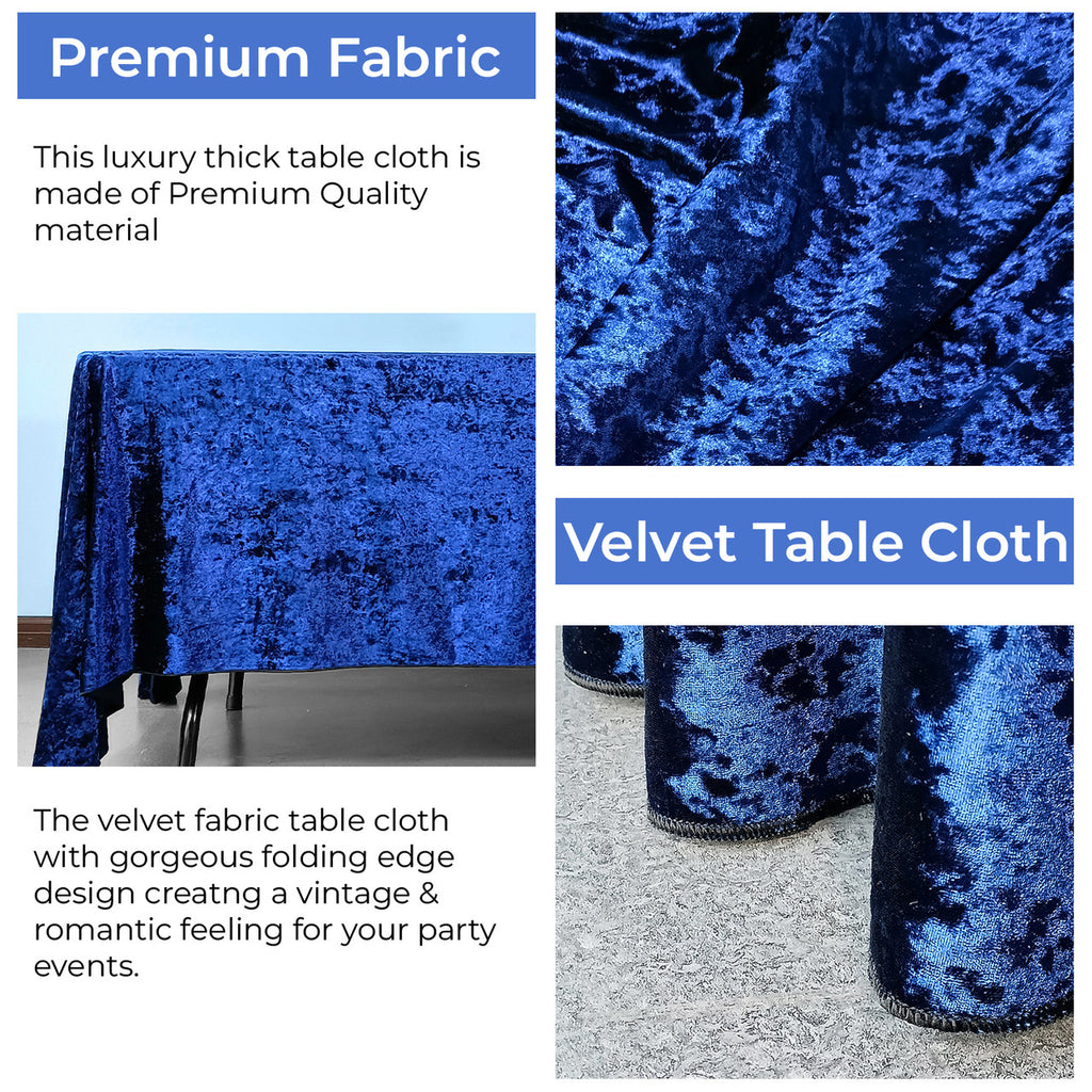 Square Crushed Velvet Tablecloth - Navy Blue