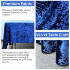 Square Crushed Velvet Tablecloth - Navy Blue