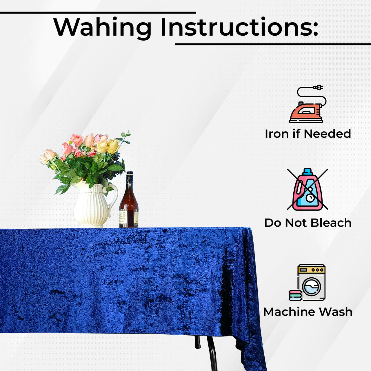 Square Crushed Velvet Tablecloth - Navy Blue