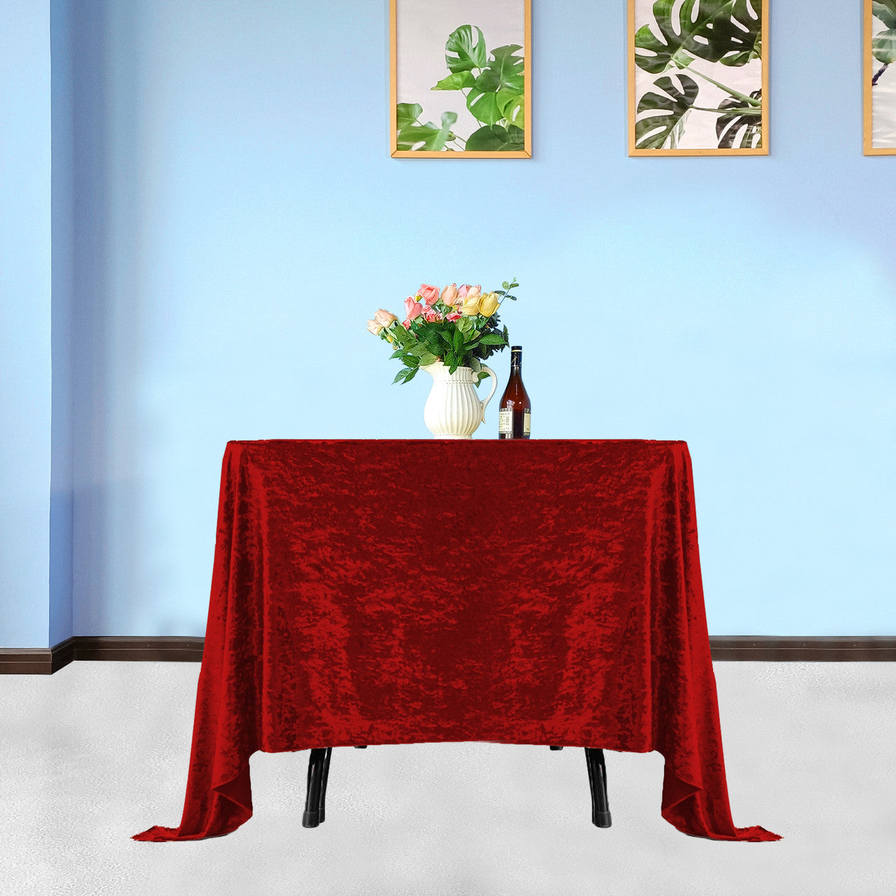 Square Crushed Velvet Tablecloth - Red
