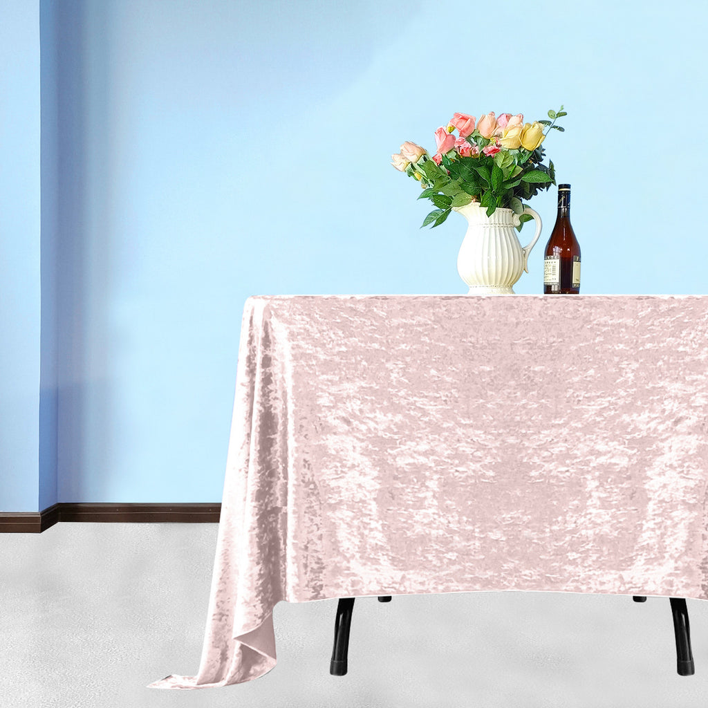Square Crushed Velvet Tablecloth - Rose Pink