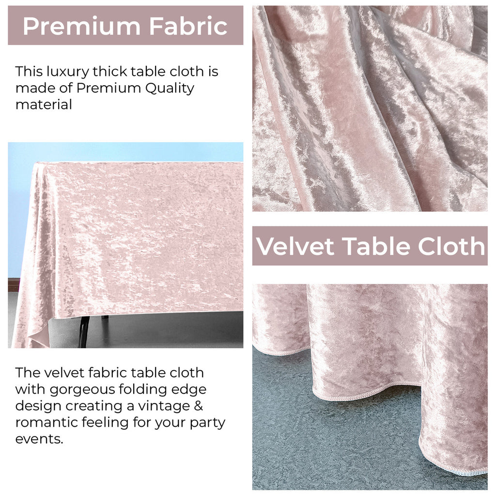 Square Crushed Velvet Tablecloth - Rose Pink