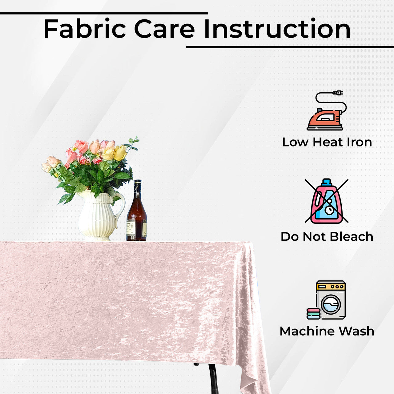 Square Crushed Velvet Tablecloth - Rose Pink