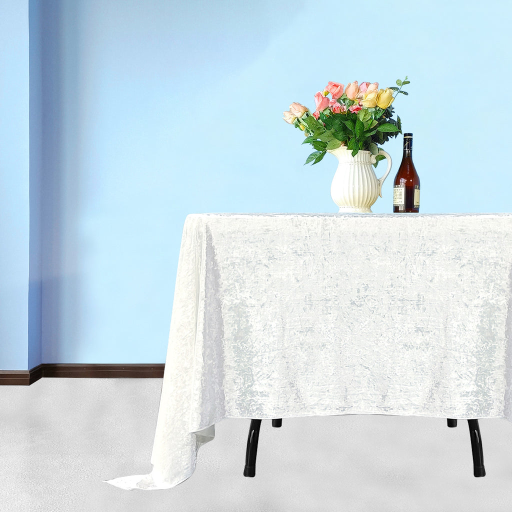 Square Crushed Velvet Tablecloth - White