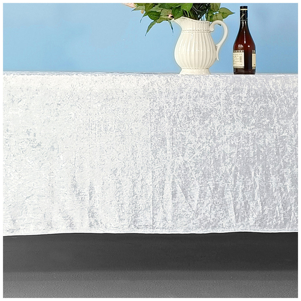 Square Crushed Velvet Tablecloth - White