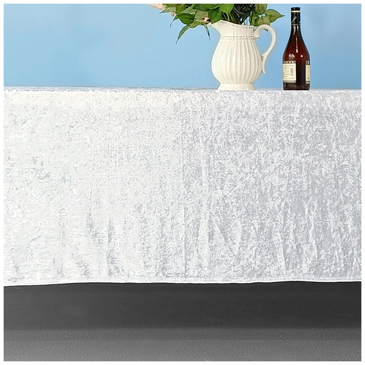 Square Crushed Velvet Tablecloth - White